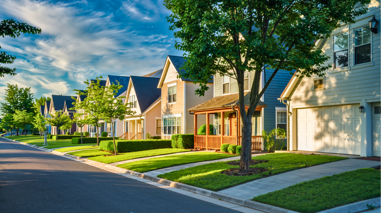 Row of houses in a suburban neighborhood