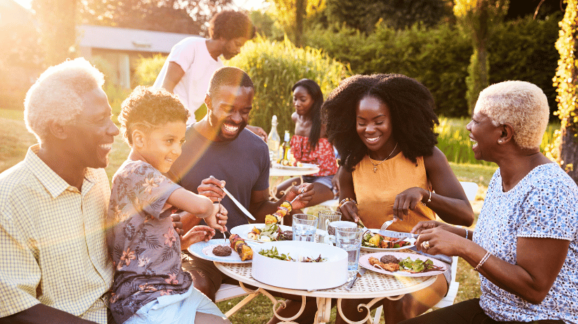 Multi-generational Black family celebrating Juneteenth
