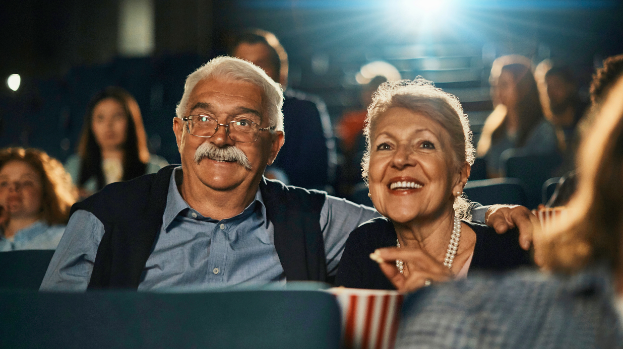 Senior couple at the movies