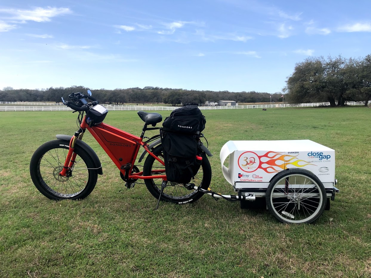 Jeff Salter with e-bike on a scenic field