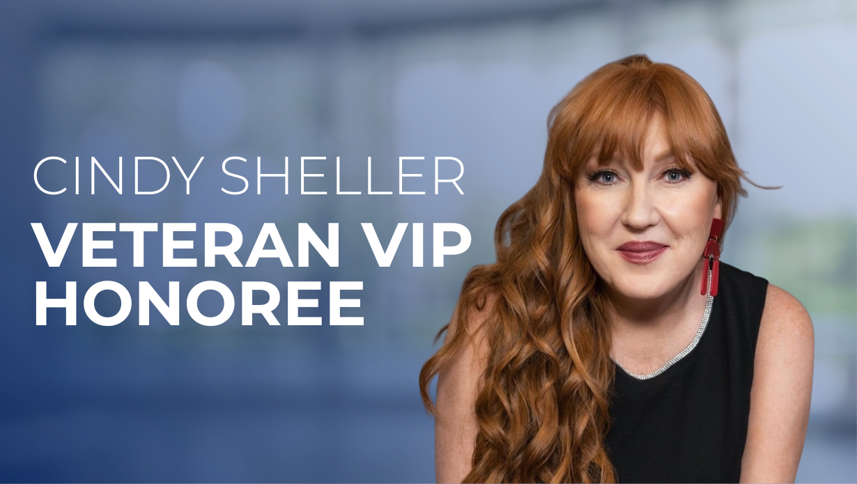 Cindy Sheller with text "Veteran VIP Award"